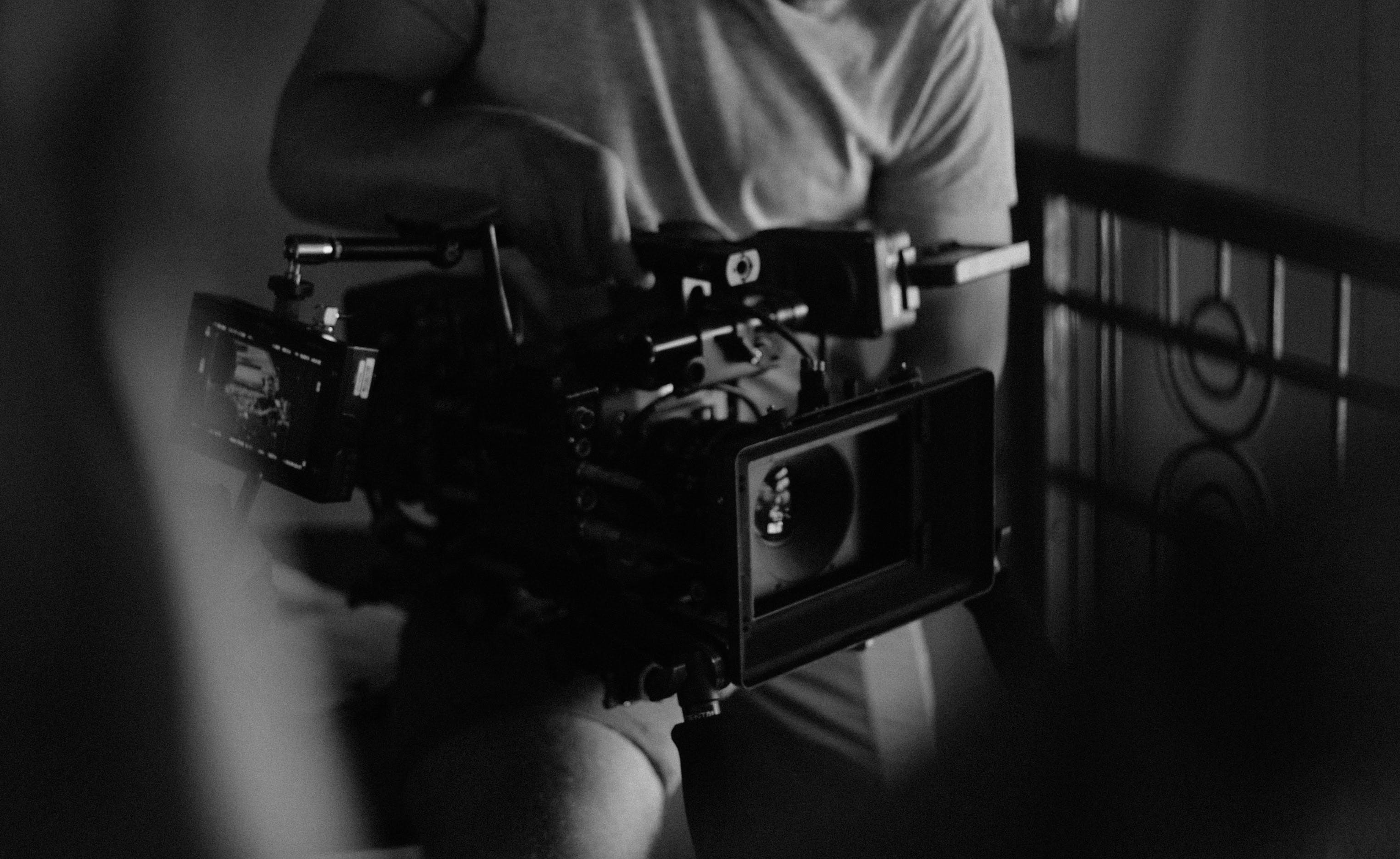 Director and cinematographer on set